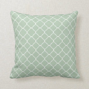 Coussin Blanc léger Quatrefoil de vert sauge de spa