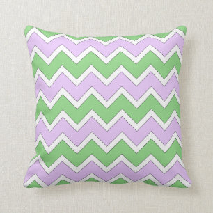 Coussin blanc, Lilac et vert Chevron
