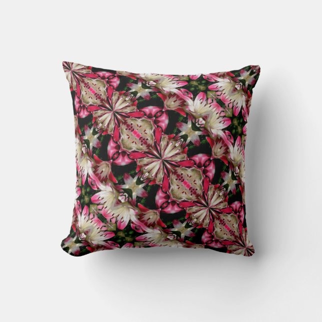 Coussin Blanc Lilies Floral Abstract Design (Recto)