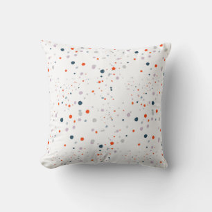 Coussin Blanc moderne avec points orange, bleu marine et g