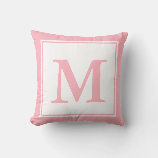 Coussin Blanc monogramme et rose pâle (Recto)
