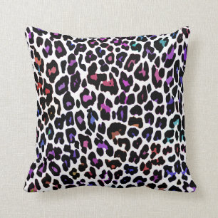 Coussin Blanc multicolore de léopard