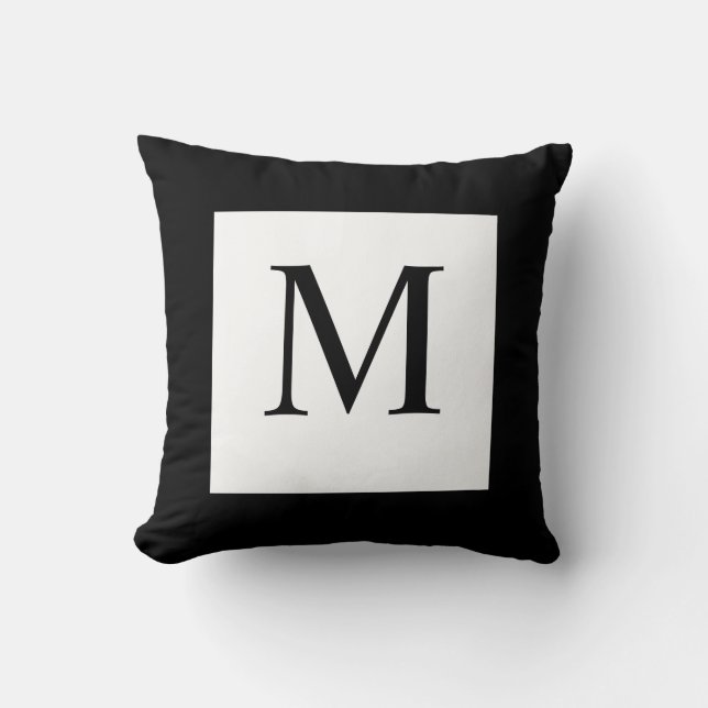 Coussin blanc noir de monogramme (Recto)