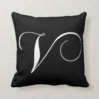 Coussin blanc noir du monogramme V