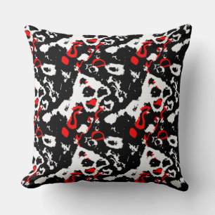 Coussin Blanc noir et rouge Abstrait