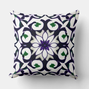 Coussin Blanc Nuit Symétrique Floral Classique Décor Moder