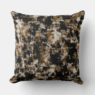 Coussin Blanc or et abstrait noir