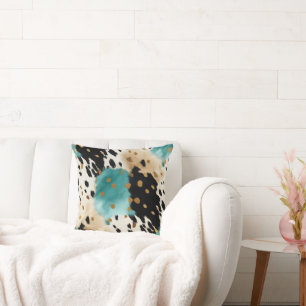 Coussin Blanc Or Turquoise noir Nom de la vache