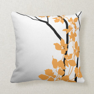 Coussin Blanc orange de mandarine des fleurs de cerisier