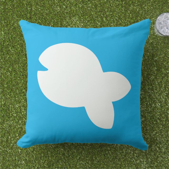 Coussin Blanc Poisson Poisson Lt Bleu Rose Combo Extérieur (Herbe)