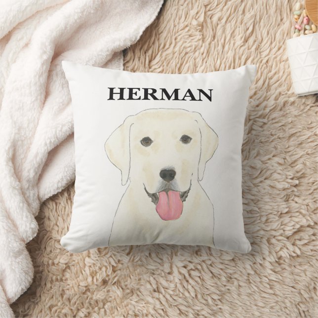 Coussin Blanc réversible personnalisé Labrador (Couverture)