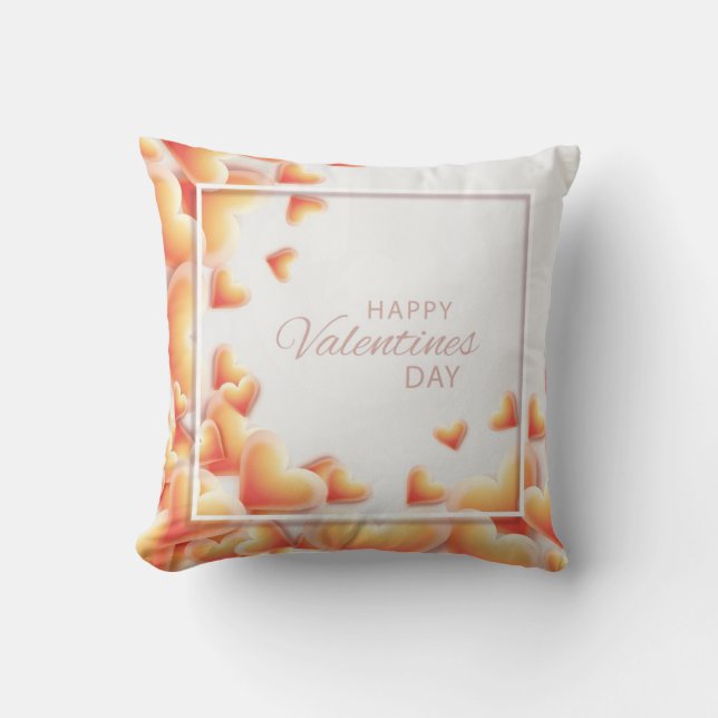 Coussin Blanc romantique n Brûlé Orange Coeur Saint Valent (Recto)
