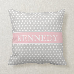 Coussin Blanc rose gris-clair mignon du monogramme de