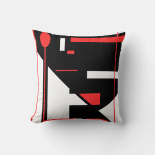 Coussin Blanc Rouge Art Lollipop Black formes géométriques