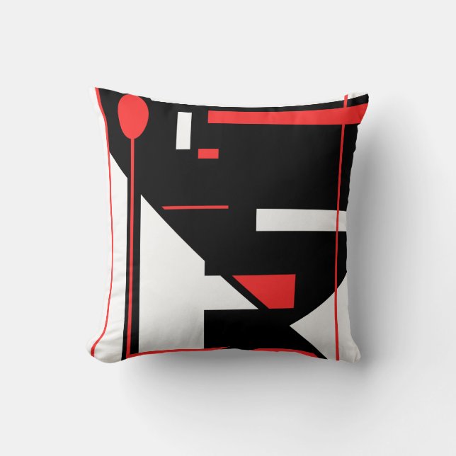 Coussin Blanc Rouge Art Lollipop Black formes géométriques (Recto)