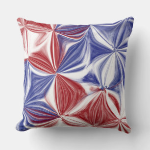 COUSSIN BLANC ROUGE PATRIOTIQUE BLEU ABSTRAIT