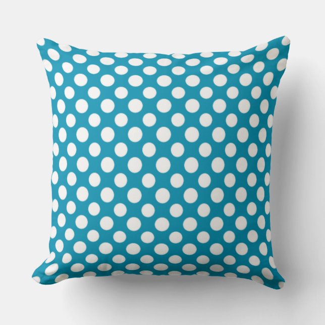 Coussin Blanc sur Bleu Bleu clair Pois Jumbo (Recto)