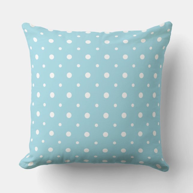 Coussin Blanc sur bleu clair Quirky Polka Motif (Recto)