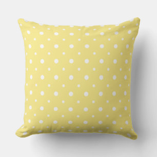 Coussin Blanc sur citron jaune quirky Polka Motif