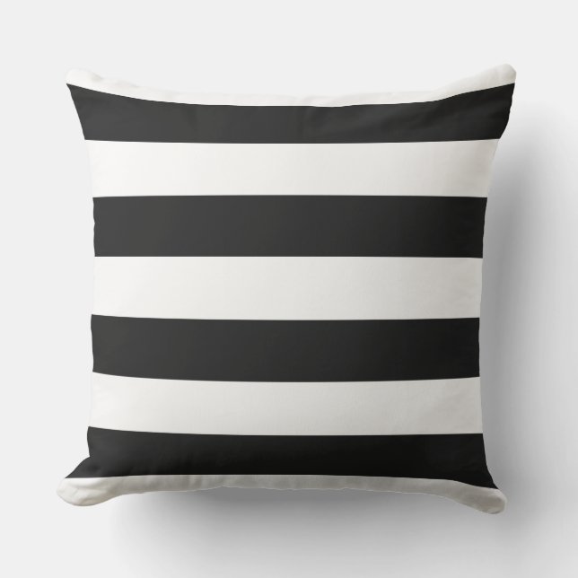 Coussin BLANC sur NOIR Élégant élégant et moderne rayures  (Recto)