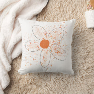 Coussin Blanc terroir orangé moderne floral