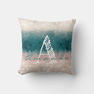 Coussin Blanc turquoise en pastel beige en ivoire nommé