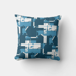 Coussin Blanc Turquoise sur Tile de Labyrinthe Turquoise