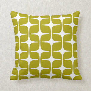 Coussin Blanc vert Chartreuse de motif de rectangle de mod