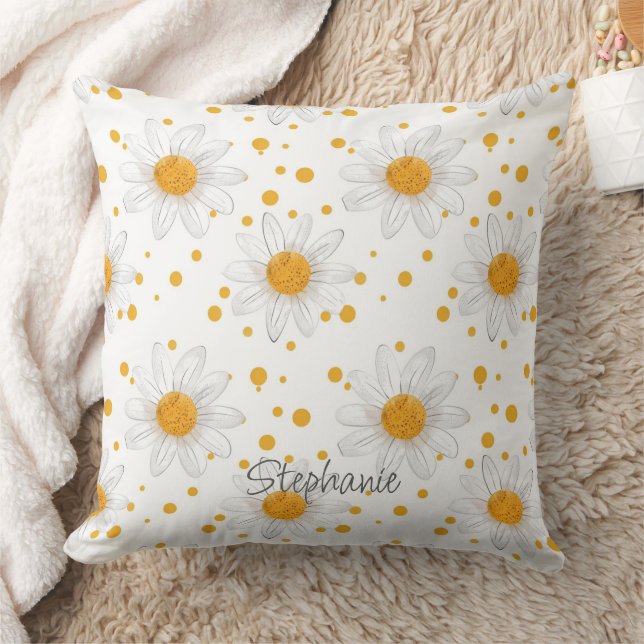 Coussin Blancs clairs avec Centres Jaunes (Couverture)