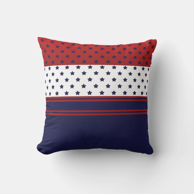Coussin Blancs et Bleus patriotiques rouges avec design d' (Recto)