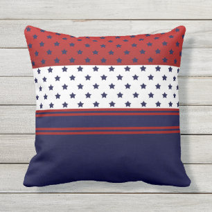 Coussin Blancs et Bleus patriotiques rouges avec design d'