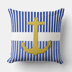 Coussin Blancs étroits & or Ancre + votre backgr.