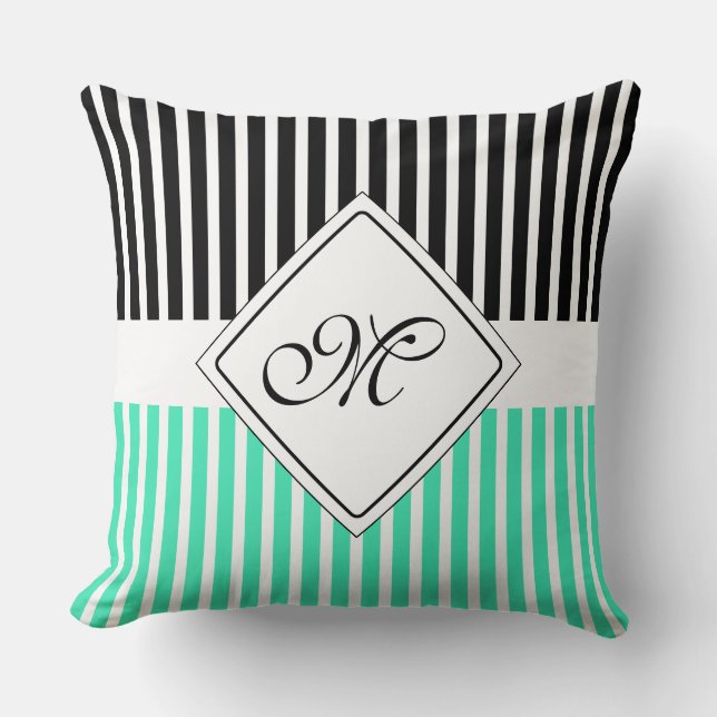 Coussin Blancs étroits + votre dos et votre monogramme (Recto)