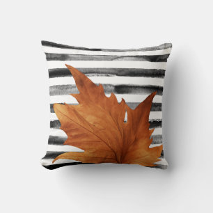 Coussin Blancs Noir Aquarelle Leaf Russe Automne