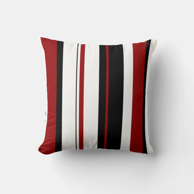 Coussin Blancs rouges noirs verticaux (Recto)