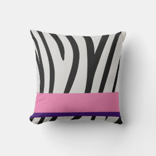 Coussin Blancs Zèbre Noir/Blanc/Toute Ligne Couleur/Violet