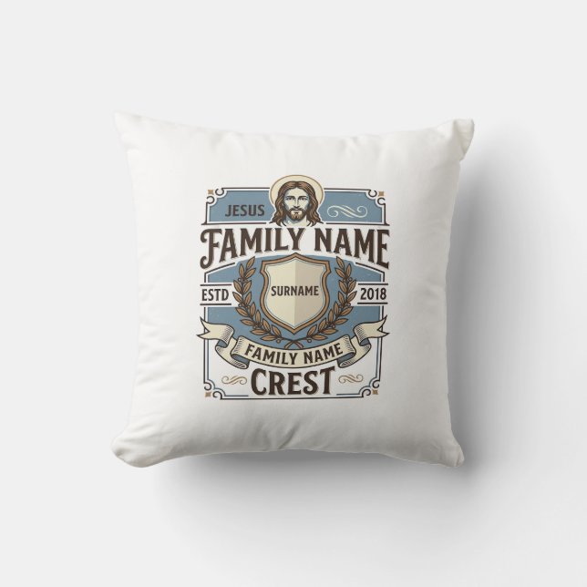 Coussin Blason de nom de famille Jésus Blason de nom de fa (Recto)
