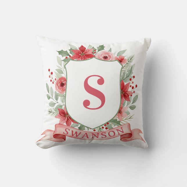 Coussin Blason de vacances grandmillennial | Monogramme de (Recto)