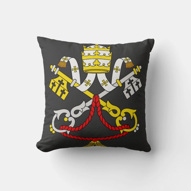 Coussin Blason du Vatican Emblème d'art fin de luxe (Recto)