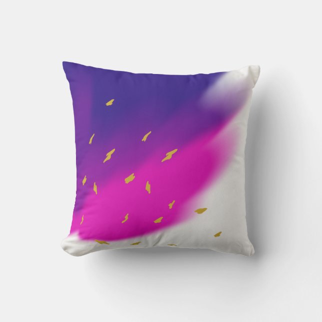 Coussin Blend bleu rose violet sur blanc, tons or (Recto)