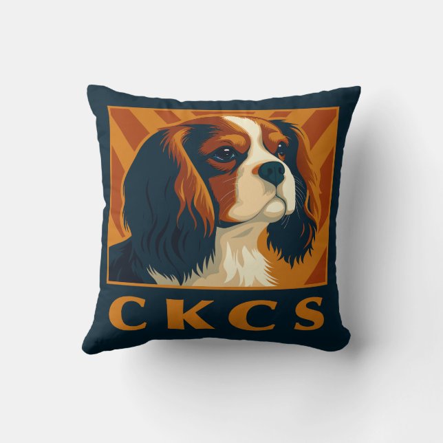 Coussin Blenheim Cavalier King Charles Spaniel CKCS Retro (Verso)