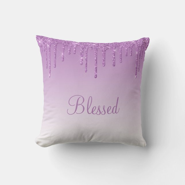 Coussin Blessé Parties scintillant Drip Girly Bling Typogr (Recto)