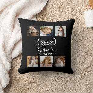 Coussin Blessed Grandma est Date avec 6 photo collage