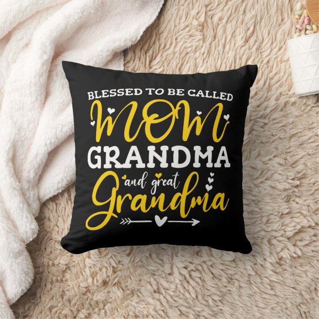 Coussin Blessed To Be Called Mama Grandma Et Great Grandma (Couverture)