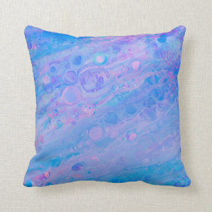 Coussin Bleu Abstrait et rose bulle sirène Océan