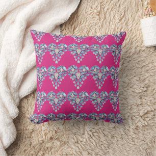 Coussin Bleu aigue-marine argent diamant cœur rose chaud
