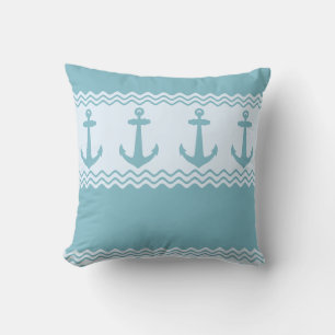 Coussin Bleu Ancre nautique