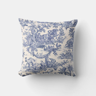 Coussin Bleu Anglais - French Toile Classic Élégance
