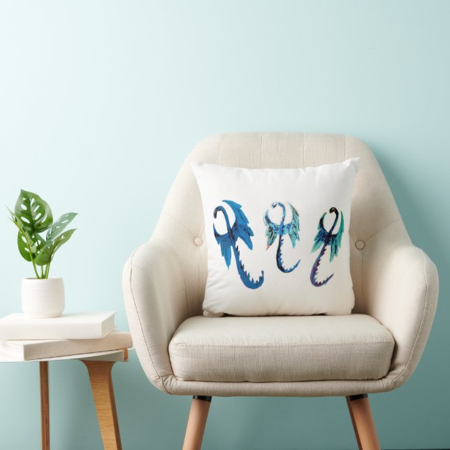 Coussin Bleu animal mythique Dragons (Chaise)