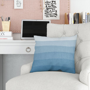 Coussin Bleu Aquarelle Dip Dye Dégradé